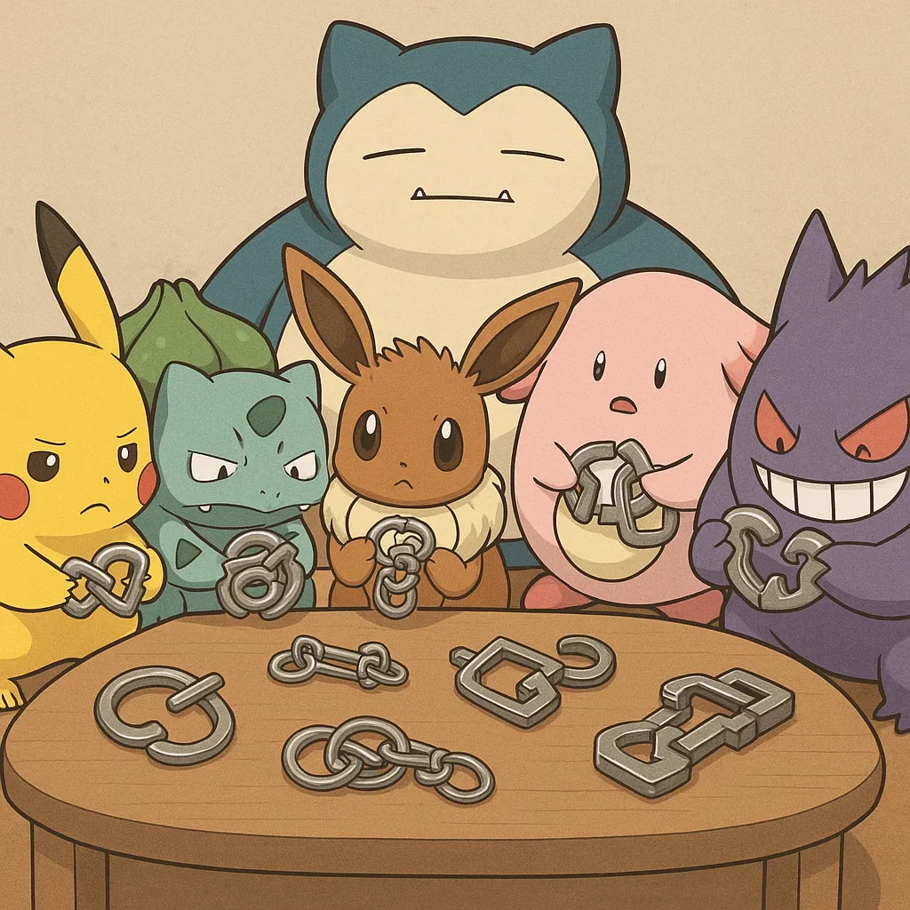 Pokemon Pikachu snorlax bulbasaur eevee genger solving hanayama metal cast puzzles eclipse games puzzles novelties
