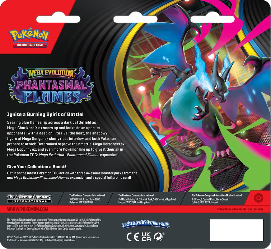 Pokemon TCG Mega Evolutions 2 Phantasmal Flames Three booster blister