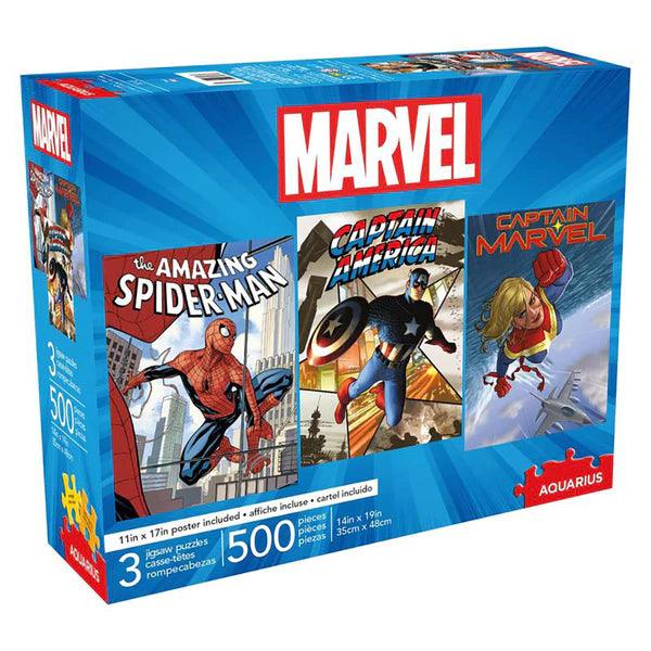 Aquarius Marvel Comics 3x500 Pieces Jigsaw Puzzles (3 In 1 Puzzle Pack) - Eclipse Games Puzzles Novelties