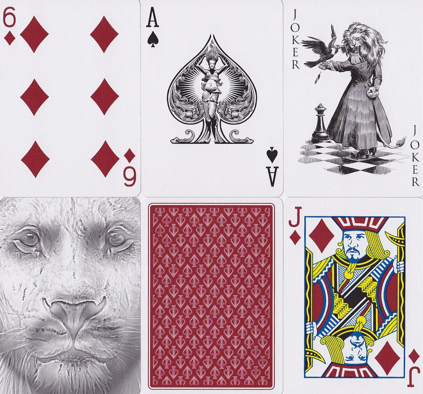 Black Lions Red Playing Cards by David Blaine - Eclipse Games Puzzles Novelties