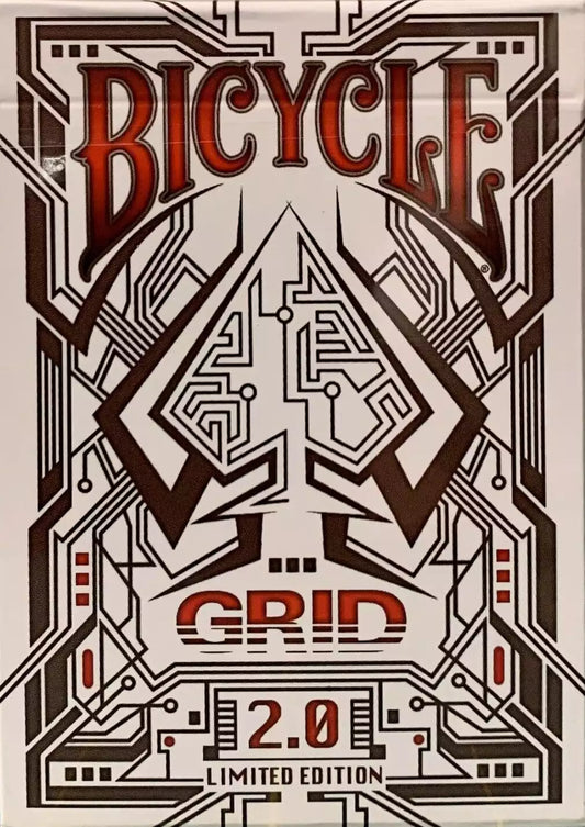 Bicycle Grid 2.0 Red Playing Cards Glows Under Ultraviolet Light - Eclipse Games Puzzles Novelties