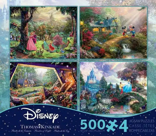 Ceaco Thomas Kinkade - The Disney Collection 4 in 1 Multi-Pack 500 Pieces - Eclipse Games Puzzles Novelties
