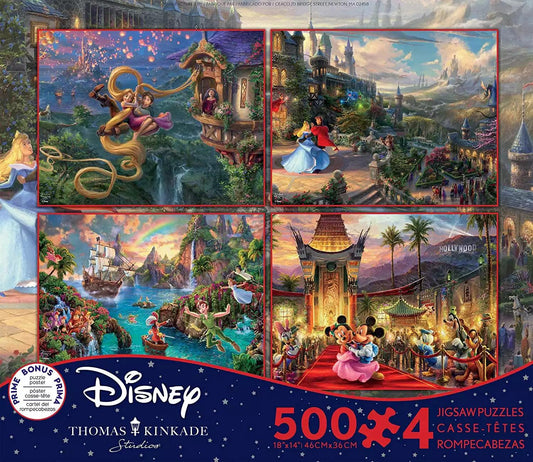 Disney Multipack Jigsaw Puzzle Collection - Tangled, Sleeping Beauty, Peter Pan, Mickey & Minnie - Eclipse Games Puzzles Novelties