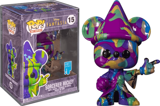 Fantasia - Sorcerer Mickey Purple & Green Artist Series 80th Anniversary Pop! Vinyl Figure with Pop! Protector #15 - Eclipse Games Puzzles Novelties