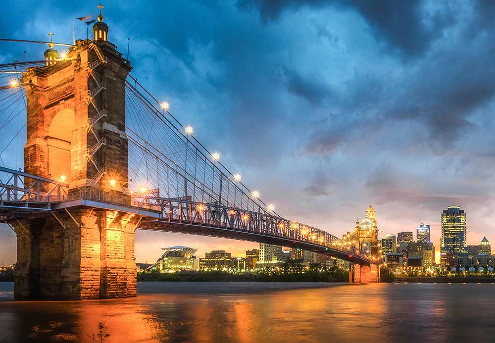 Funbox Cincinnati Bridge At Dusk 1000 Pieces Jigsaw Puzzle - Eclipse Games Puzzles Novelties