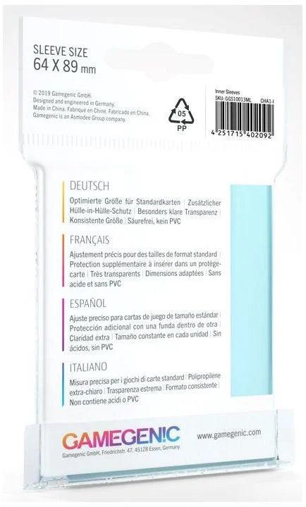 Gamegenic Inner Card Sleeves (64mm x 89mm) (100 Sleeves Per Pack) - Eclipse Games Puzzles Novelties