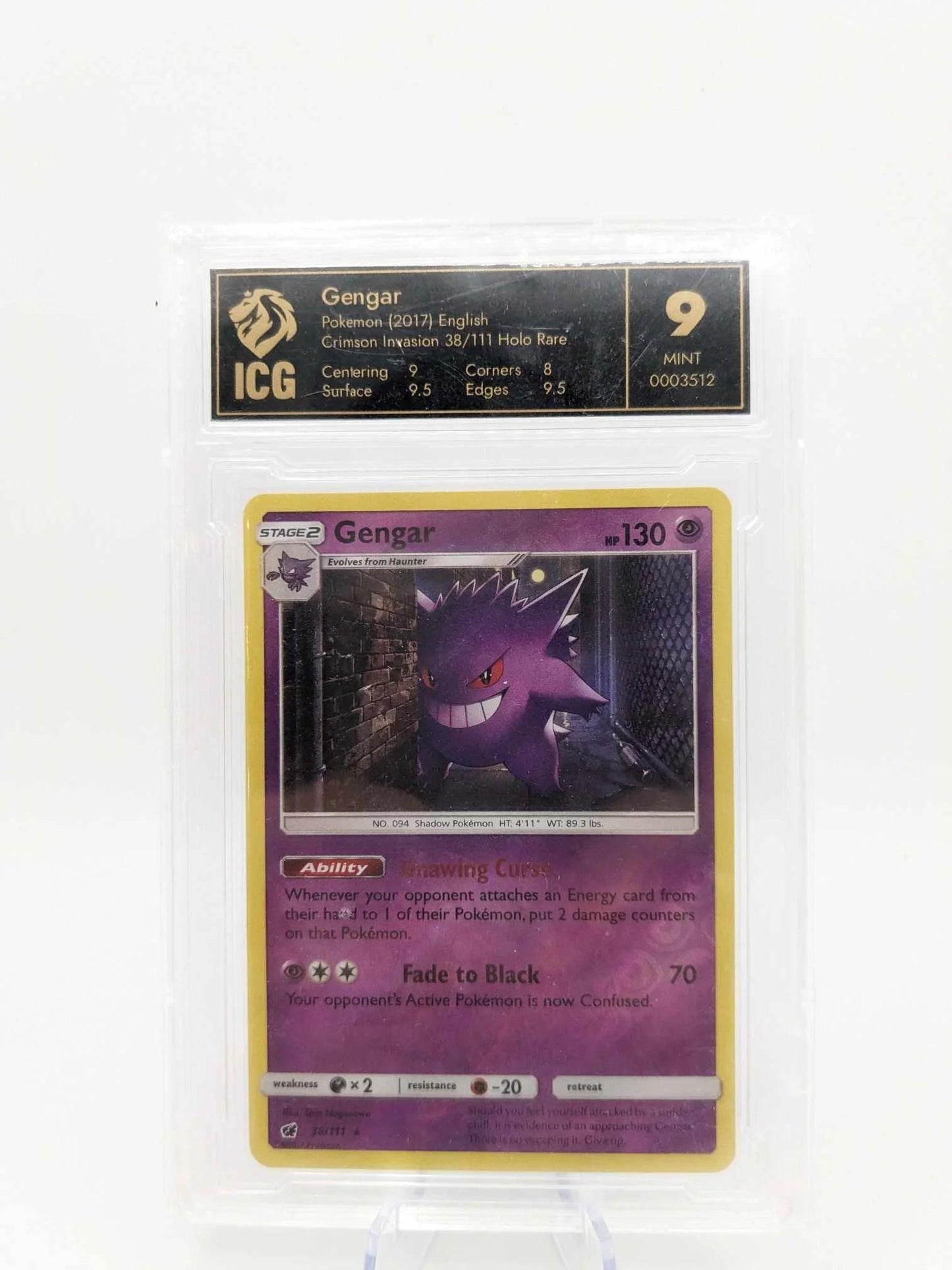 ICG 9 - Pokemon Gengar 2017 Crimson Invasion Holo Rare 38/111 - Eclipse Games Puzzles Novelties