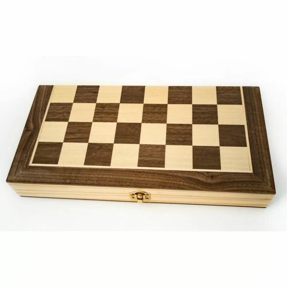 LPG Wooden Folding 3 in 1 Chess Checkers Backgammon set 35cm - Eclipse Games Puzzles Novelties