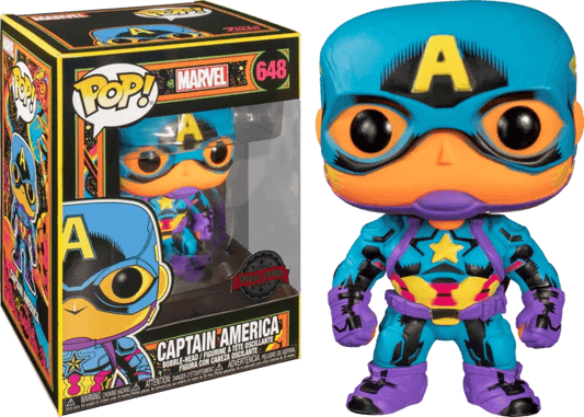 Marvel Blacklight - Captain America Pop! Vinyl Figure #648 - Eclipse Games Puzzles Novelties