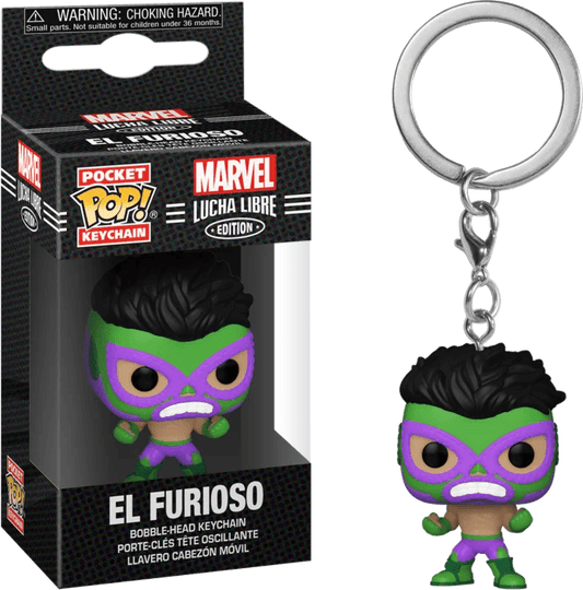 Marvel: Lucha Libre Edition - El Furioso Hulk Pocket Pop! Vinyl Keychain - Eclipse Games Puzzles Novelties