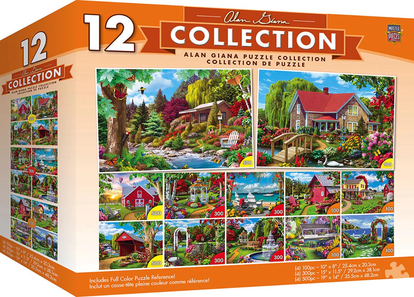 Masterpieces Jigsaw Puzzle 12 Pack Alan Giana - (100 x4, 300 x4 & 500 x4) - Eclipse Games Puzzles Novelties