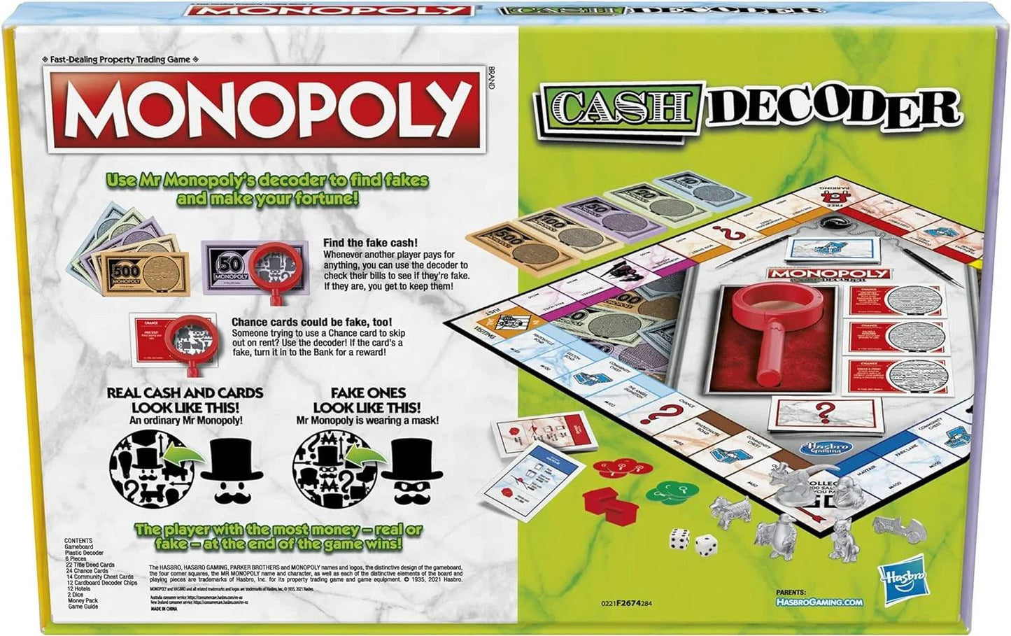 Monopoly Crooked Cash Decoder Board Game Spend Cash Before Getting Caught with Fakes by Mr. Monopolys Decoder - Eclipse Games Puzzles Novelties