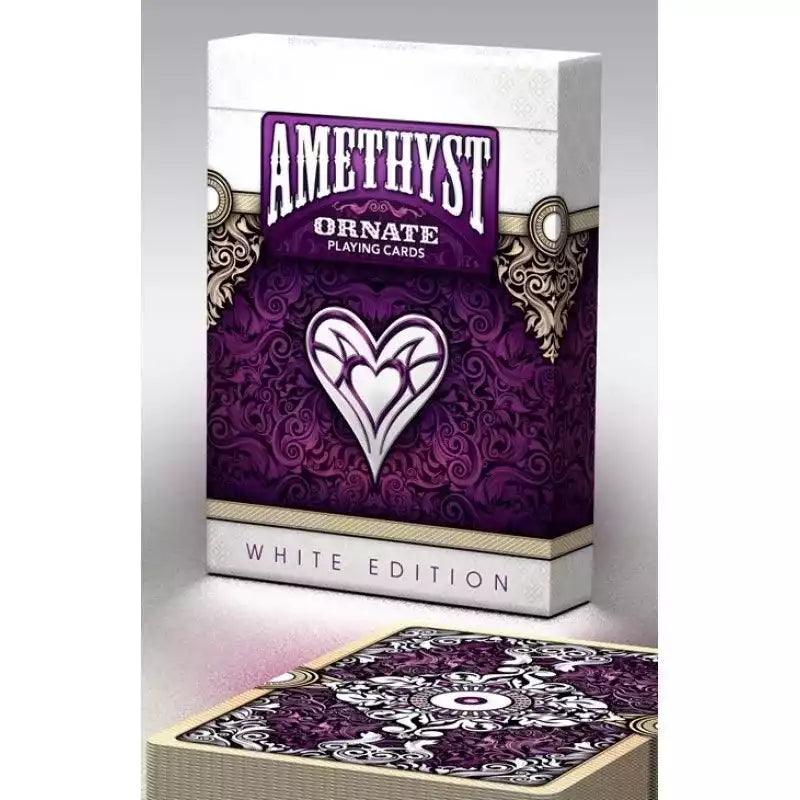Ornate White Edition Amethyst Playing Cards - Eclipse Games Puzzles Novelties