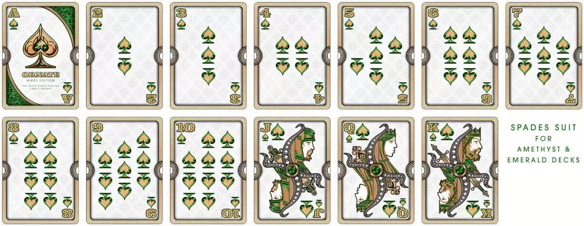 Ornate White Edition Emerald Playing Cards - Eclipse Games Puzzles Novelties