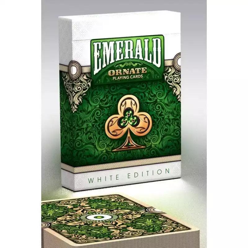 Ornate White Edition Emerald Playing Cards - Eclipse Games Puzzles Novelties