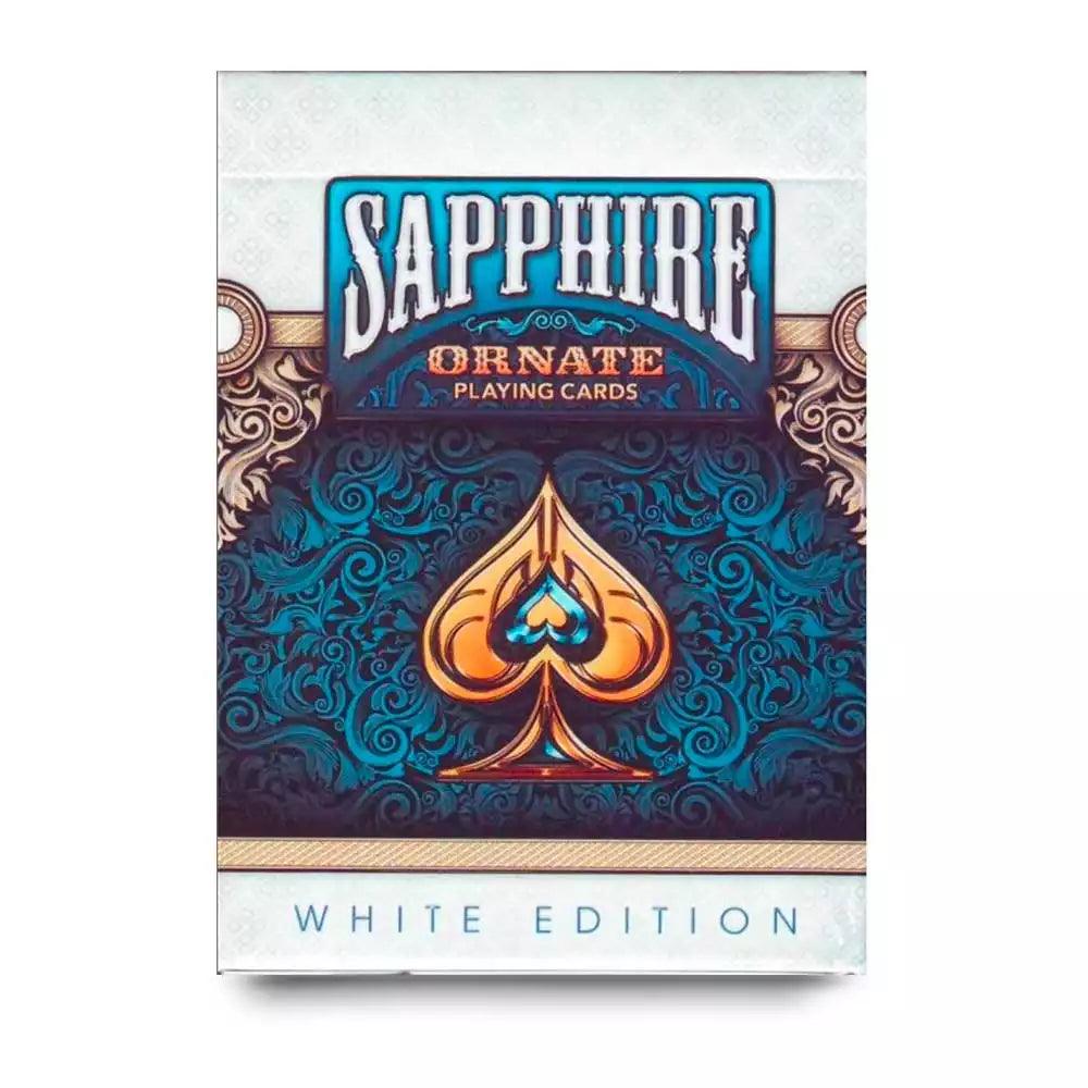 Ornate White Edition Sapphire Playing Cards - Eclipse Games Puzzles Novelties