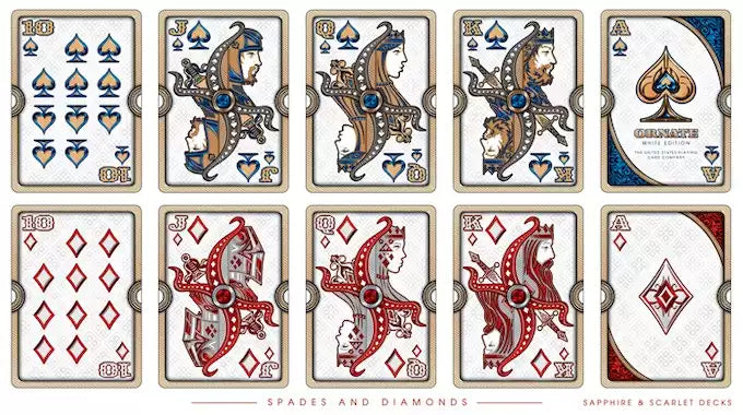 Ornate White Edition Scarlet Playing Cards - Eclipse Games Puzzles Novelties