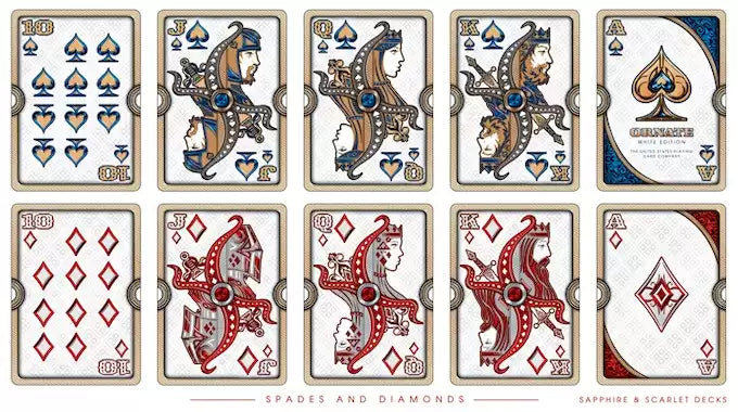 Ornate White Edition Scarlet Playing Cards - Eclipse Games Puzzles Novelties