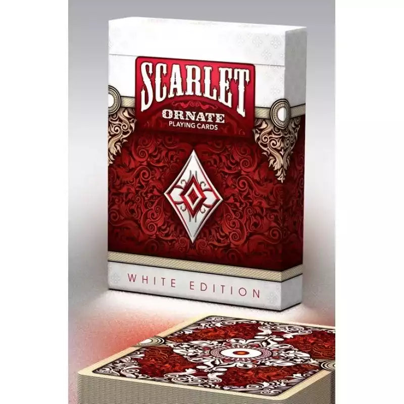 Ornate White Edition Scarlet Playing Cards - Eclipse Games Puzzles Novelties