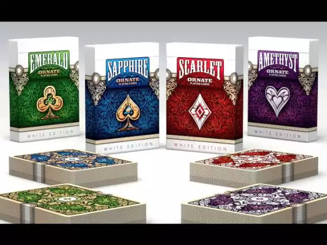 Ornate White Edition Scarlet Playing Cards - Eclipse Games Puzzles Novelties