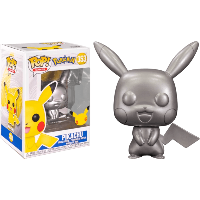 Pokemon - Pikachu Silver Metallic 25th Anniversary Pop! Vinyl Figure #353 - Eclipse Games Puzzles Novelties