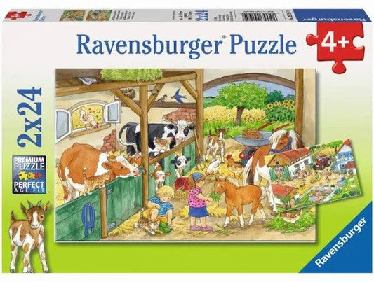 Ravensburger A Day at the Farm Puzzle 2x24 Pieces Jigsaw Puzzle - Eclipse Games Puzzles Novelties