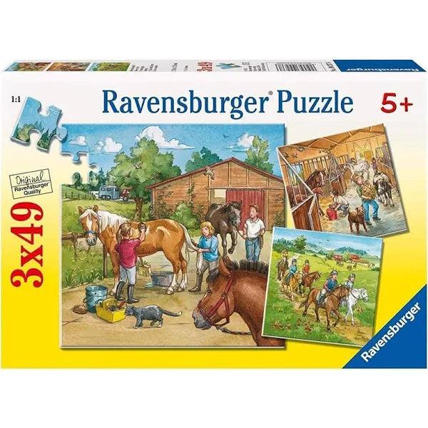 Ravensburger A Day With Horses 3x49 Pieces Jigsaw Puzzle - Eclipse Games Puzzles Novelties