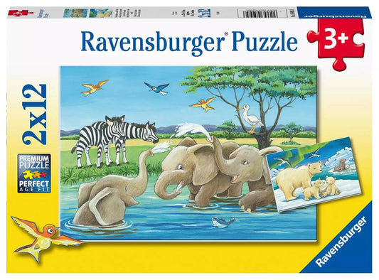 Ravensburger Baby Safari Animals Puzzle 2x12 Pieces Jigsaw Puzzle - Eclipse Games Puzzles Novelties