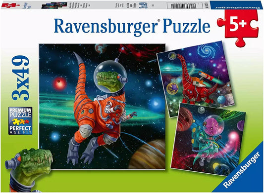 Ravensburger Dinosaurs In Space 3x49 Pieces Jigsaw Puzzle - Eclipse Games Puzzles Novelties