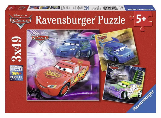 Ravensburger Disney Pixar Cars On The Racetrack 3x49 Pieces Jigsaw Puzzle - Eclipse Games Puzzles Novelties