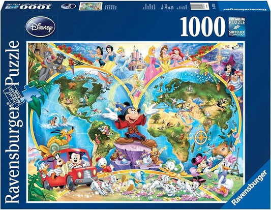 Ravensburger Disneys World Map 1000 Pieces Jigsaw Puzzle - Eclipse Games Puzzles Novelties