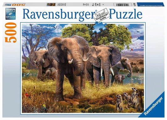 Ravensburger Elephant Family 500 Pieces Jigsaw Puzzle - Eclipse Games Puzzles Novelties