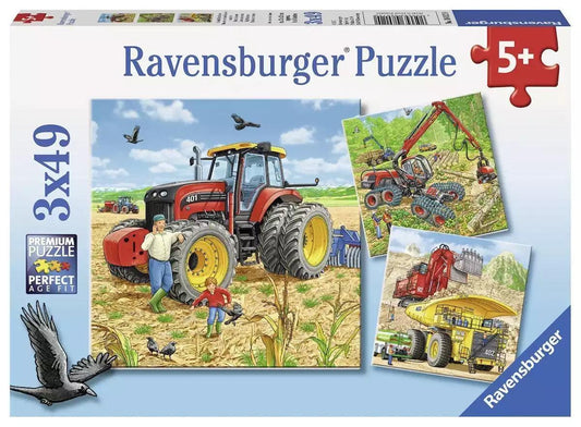 Ravensburger Giant Vehicles Puzzle 3x49 Pieces Jigsaw Puzzle - Eclipse Games Puzzles Novelties