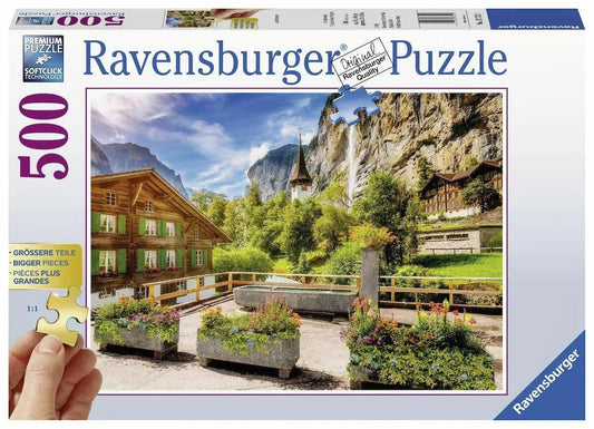 Ravensburger Lauterbrunnen Switzerland Large Piece Format 500 Pieces Jigsaw Puzzle - Eclipse Games Puzzles Novelties