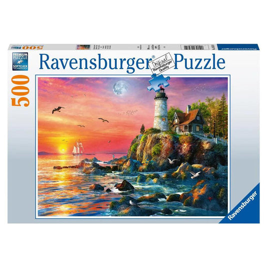 Ravensburger Lighthouse At Sunset 500 Pieces Jigsaw Puzzle - Eclipse Games Puzzles Novelties