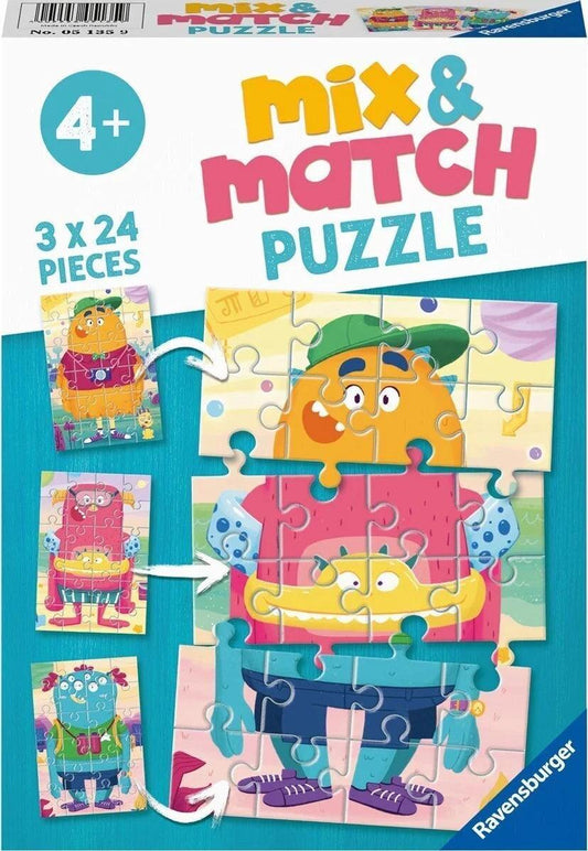 Ravensburger Monsters Mix And Match 3x24 Pieces Jigsaw Puzzle - Eclipse Games Puzzles Novelties