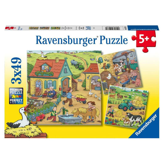 Ravensburger On The Farm 3x49 Pieces Jigsaw Puzzle - Eclipse Games Puzzles Novelties