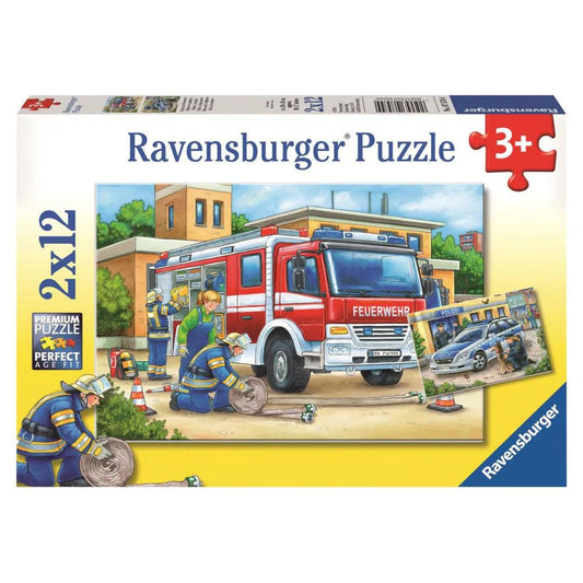 Ravensburger Police And Firefighters 2x12 Pieces Jigsaw Puzzle - Eclipse Games Puzzles Novelties