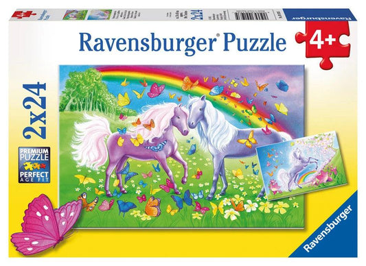 Ravensburger Rainbow Horses 2x24 Pieces Jigsaw Puzzle - Eclipse Games Puzzles Novelties