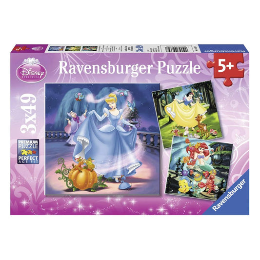 Ravensburger Snow White Cinderella Ariel 3x49 Pieces Jigsaw Puzzle - Eclipse Games Puzzles Novelties