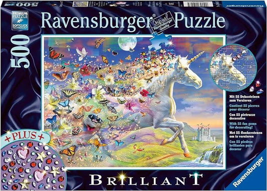 Ravensburger Unicorn And Butterflies 500 Pieces Jigsaw Puzzle - Eclipse Games Puzzles Novelties