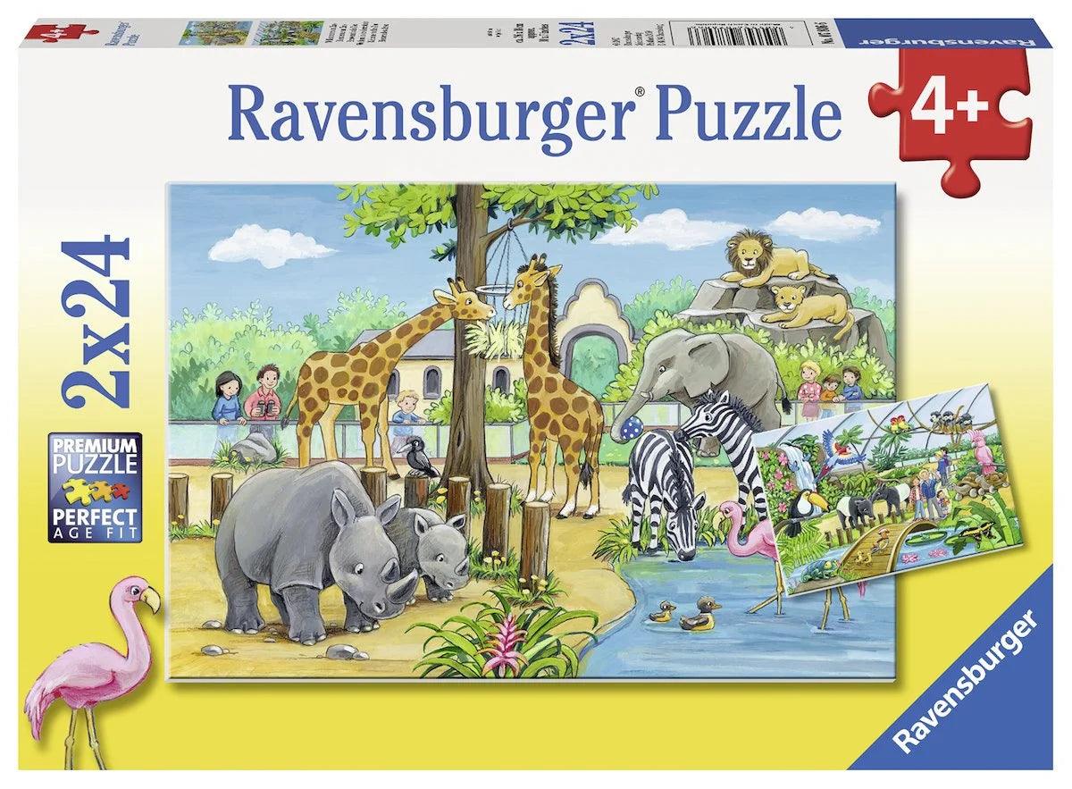 Ravensburger Welcome To The Zoo 2x24 Pieces Jigsaw Puzzle - Eclipse Games Puzzles Novelties