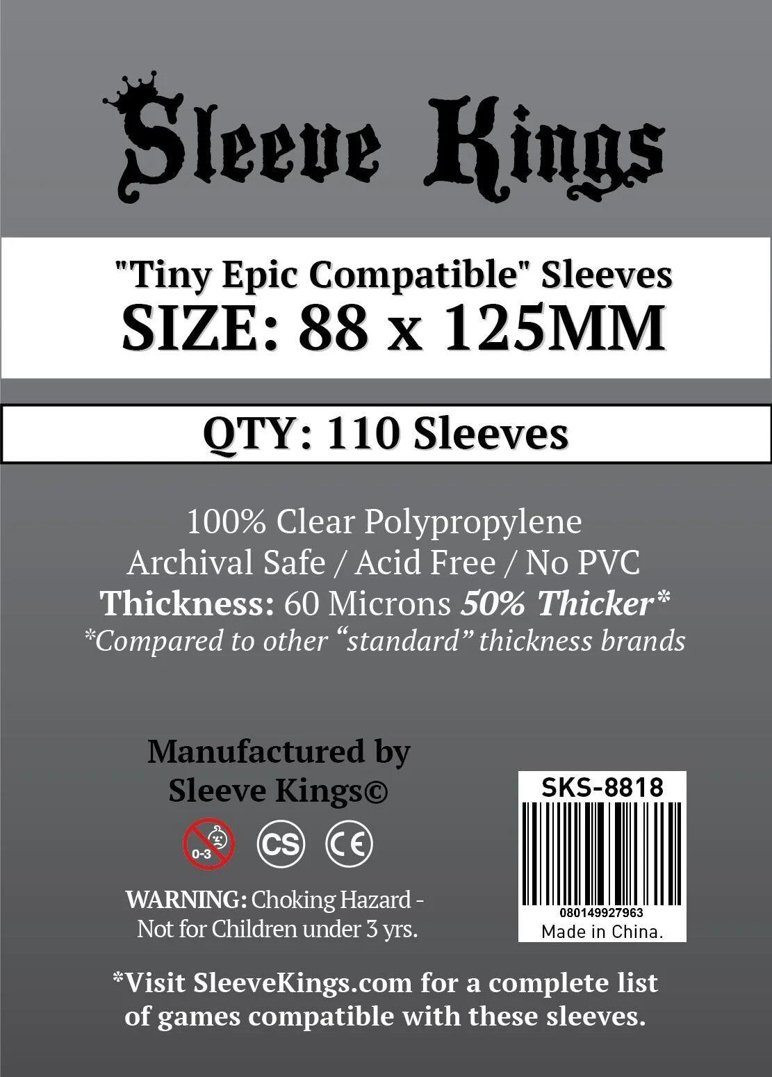Sleeve Kings Board Game Sleeves "Tiny Epic Compatible" (88mm x 125mm) (110 Sleeves Per Pack) - Eclipse Games Puzzles Novelties