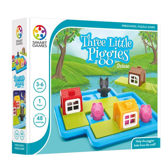 Smart Games Three Little Piggies Deluxe Cognitive Skill Building Puzzle Game featuring 48 Playful Challenges for Ages 3+ - Eclipse Games Puzzles Novelties