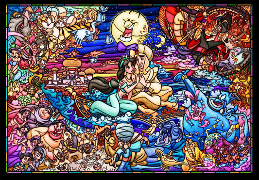 Tenyo Puzzle Disney Aladdin Story Stained Glass Puzzle 500 Pieces Jigsaw Puzzle - Eclipse Games Puzzles Novelties