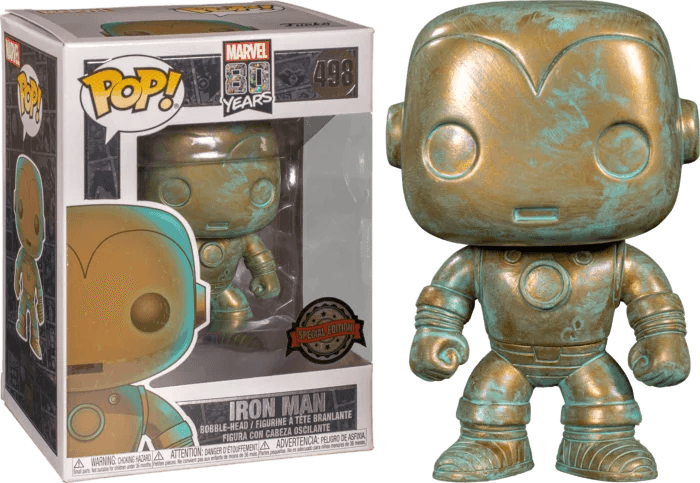 The Avengers - Iron Man Patina 80th Anniversary Pop! Vinyl Figure #498 - Eclipse Games Puzzles Novelties