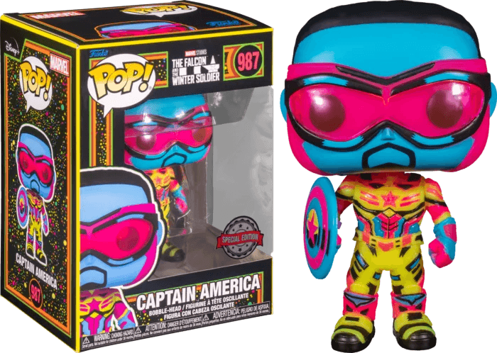 The Falcon and the Winter Soldier - Captain America Blacklight Pop! Vinyl Figure #987 - Eclipse Games Puzzles Novelties