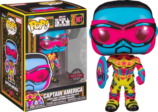 The Falcon and the Winter Soldier - Captain America Blacklight Pop! Vinyl Figure #987 - Eclipse Games Puzzles Novelties