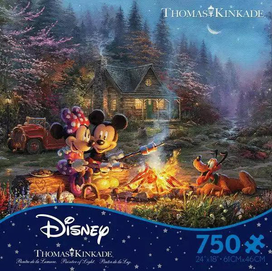 Thomas Kinkade Disney 750pc Puzzle - Mickey And Minnie Campfire - Eclipse Games Puzzles Novelties