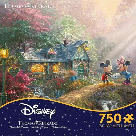 Thomas Kinkade Disney 750pc Puzzle - Mickey & Minnie Sweetheart Bridge - Eclipse Games Puzzles Novelties